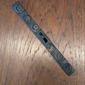Vintage Japanese Metal Tool Handle or Hand Guard - Rare Karakusa & Coin Motif